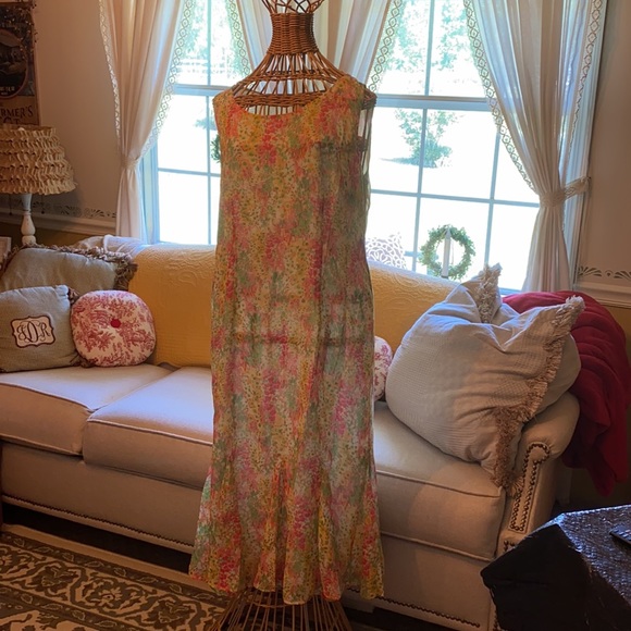 Lovely yellow print 2pc flouncy midi dress - Picture 6 of 7